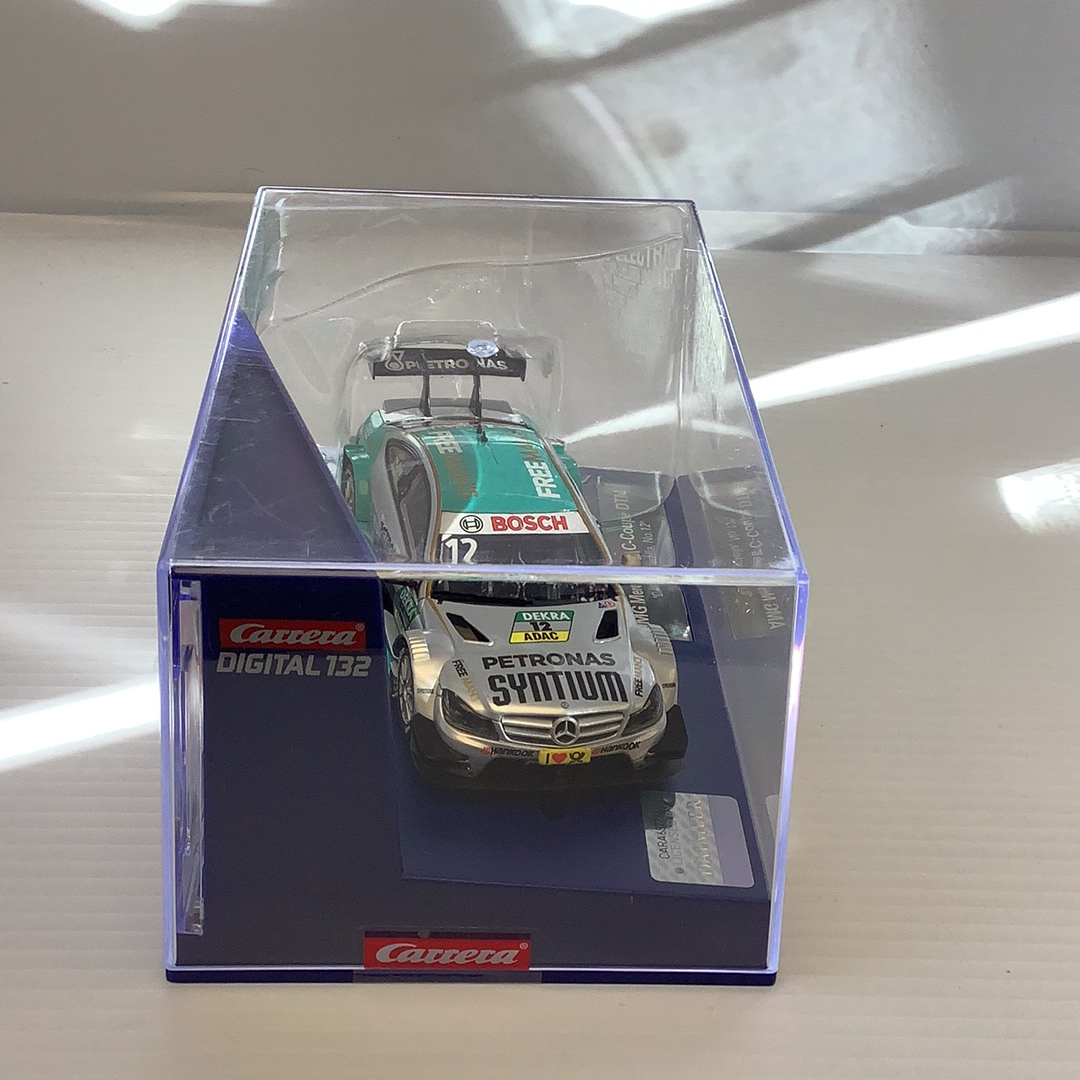 Slot car of 2003 AMG Mercedes C-Coupe DTM race car for Carrera 2003042, front view