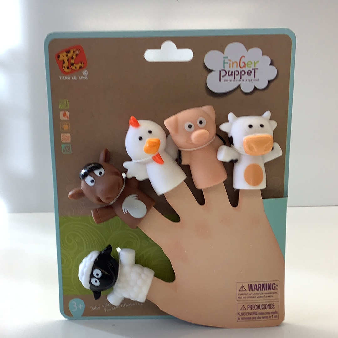 Five animal finger puppets: lion, dog, cat, cow, and bear for 88180TY