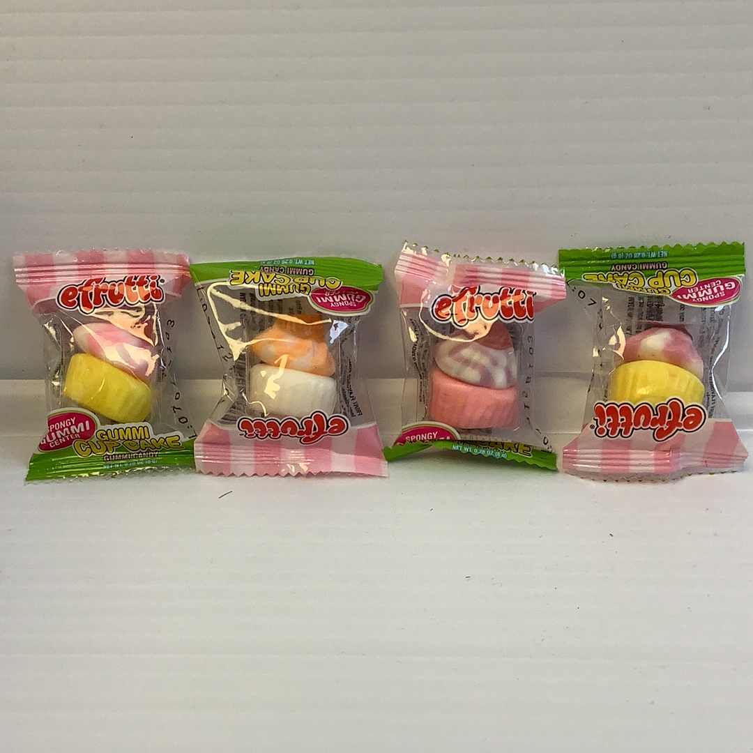 Four bags of colorful gummy cupcakes candy for Nassau Candy 38392