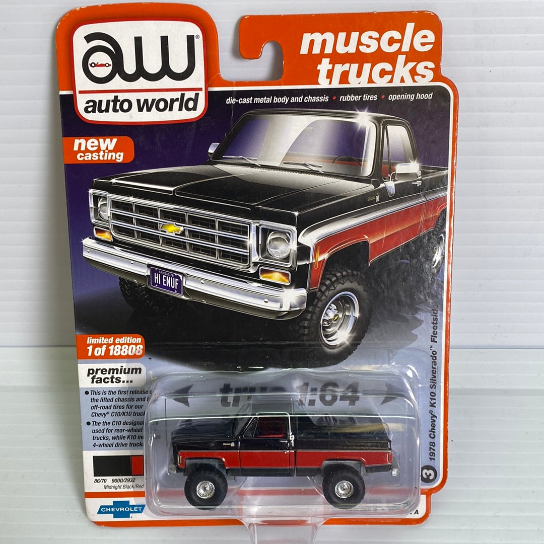 Auto World Muscle Trucks Premium Version A & B | AW64262 | AW Die Cast-Round2 Returns-AW64262-A-3-3 |1978 Chevy K10 Silverado Fleetside Black/Red| Auto world Die Cast-ProTinkerToys