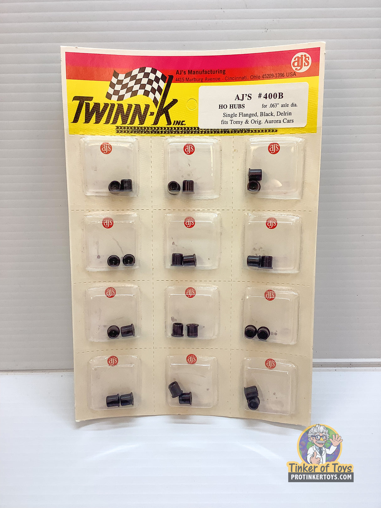 Assortment of small, black metal hubs for model train axles for HO Hubs for .063" axle dia 400B