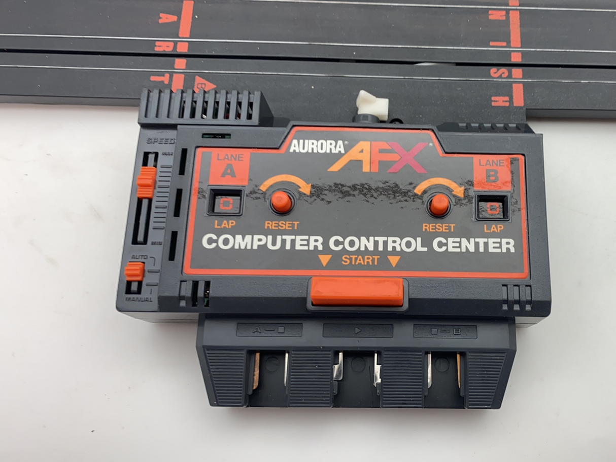 Vintage train control center with lane selectors and start button for Aurora Tomy AFX Vintage 8639