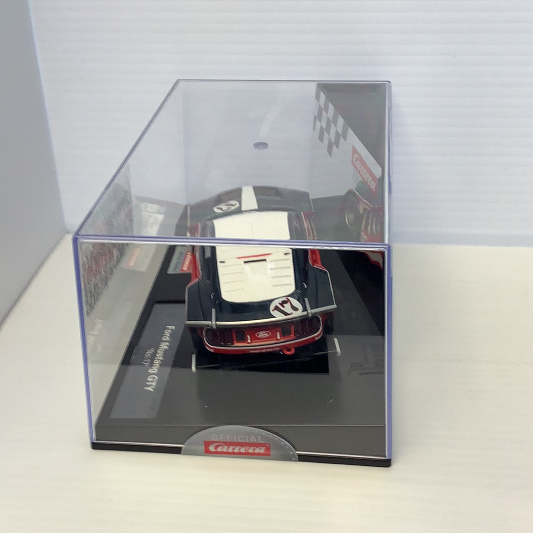 Slot car Ford Mustang GTY race car in clear display box for Carrera Evolution 27636