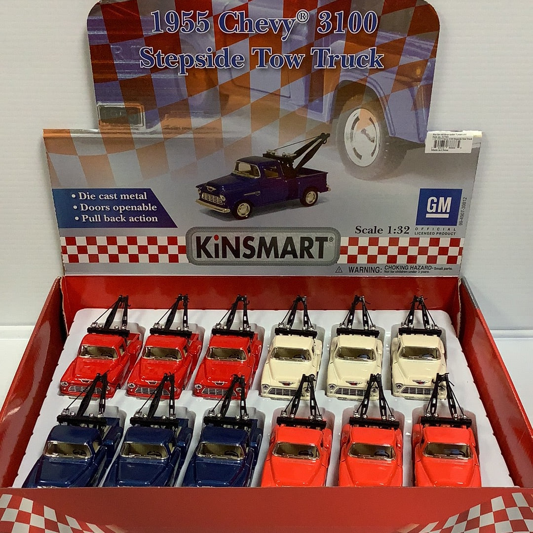 Toy truck set: die-cast 1955 Chevy 3100 stepside tow truck for Kinsmart 5378D