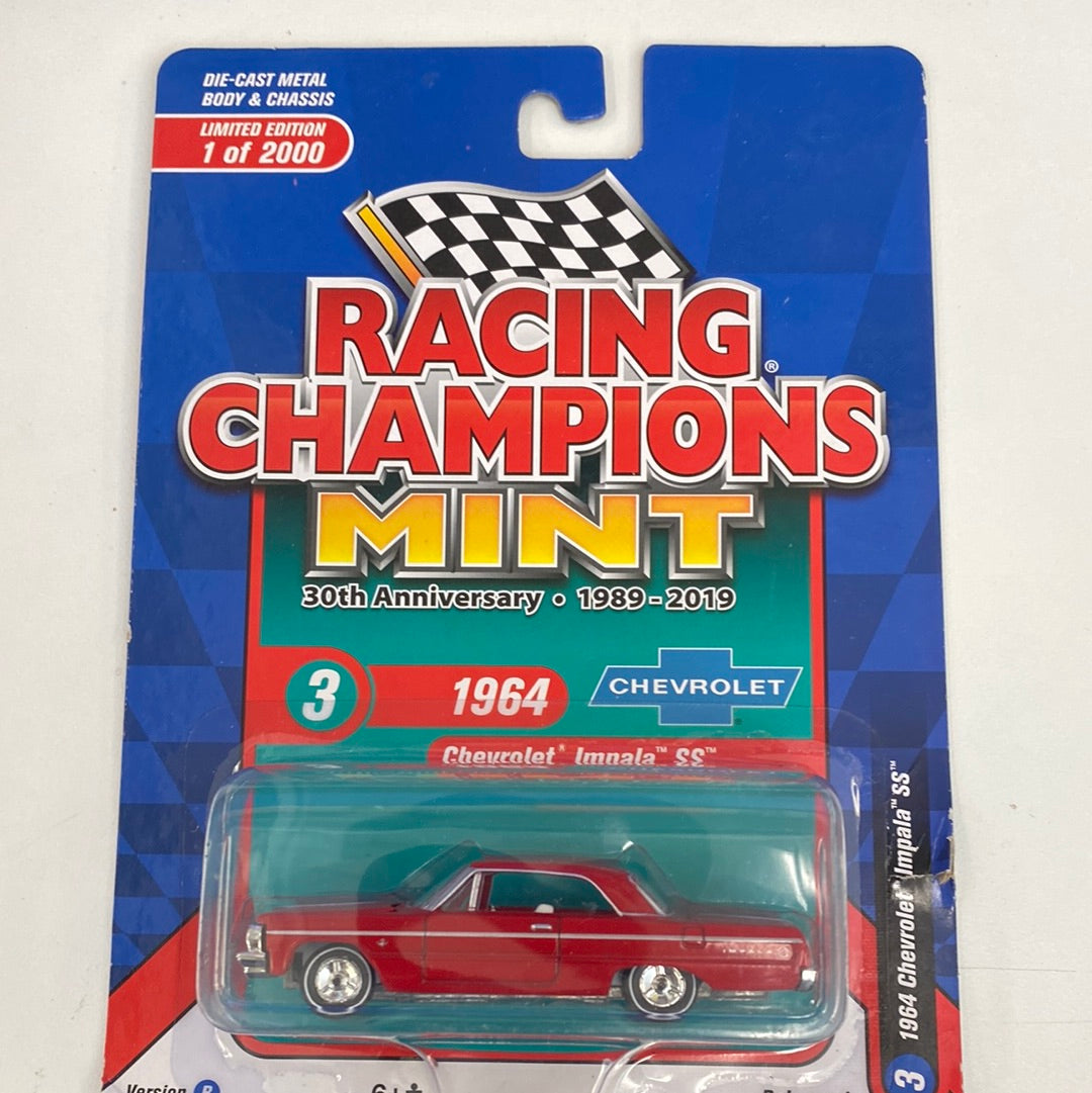 Racing Champions Mint 30th Anniverary A & B | RC010 | Racing Champions Die Cast-Round2 Returns-RC0010-B-1-3 | 1964 Chevrolet Impala SS Red | Auto world Die Cast-ProTinkerToys