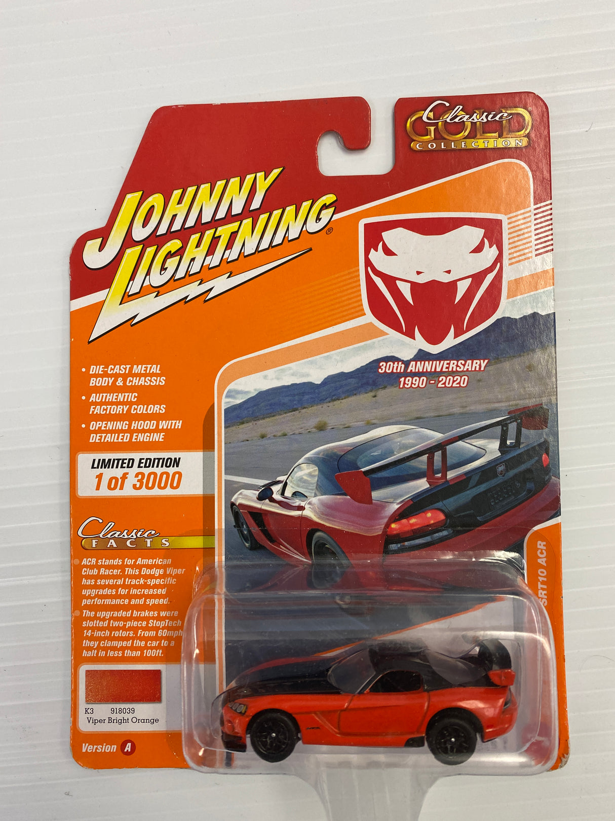 Assortment of Johnny Lightning Classic Cold Collection | A | JLCG021 | Johnny Lightning-Round2 Returns-JLCG021-A-1-1 | 2008 Dodg e Viper SRT10 ACR Orange | Johnny LIghning Die Cast-ProTinkerToys