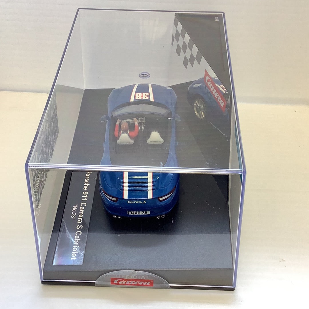 Slot car of a blue Porsche 911 Carrera S Cabriolet for 27550