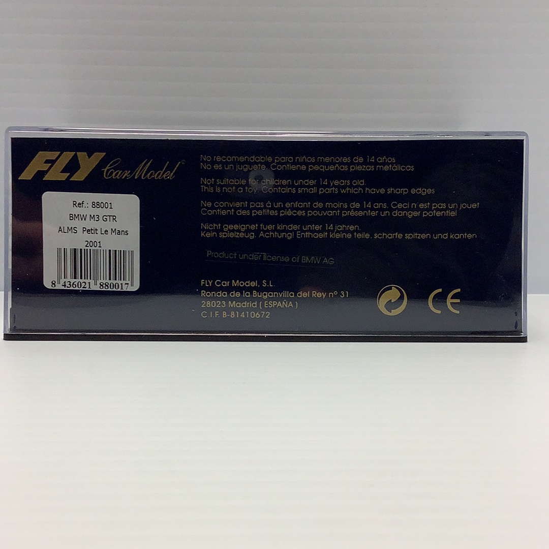 Box art for BMW M3 GTR Petit Le Mans model car for Fly Car 88001