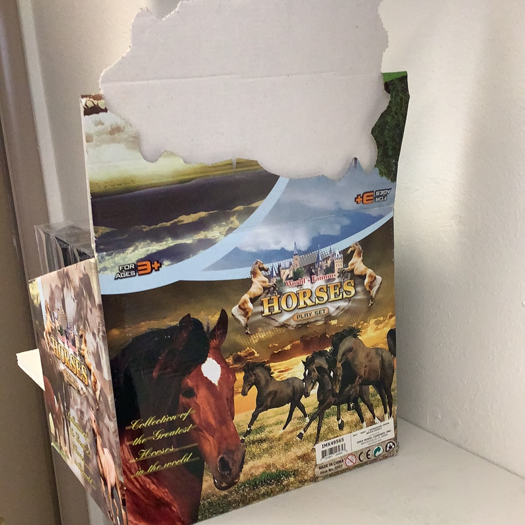 Toy box set featuring various horse figures for play for Schylling IMX49565