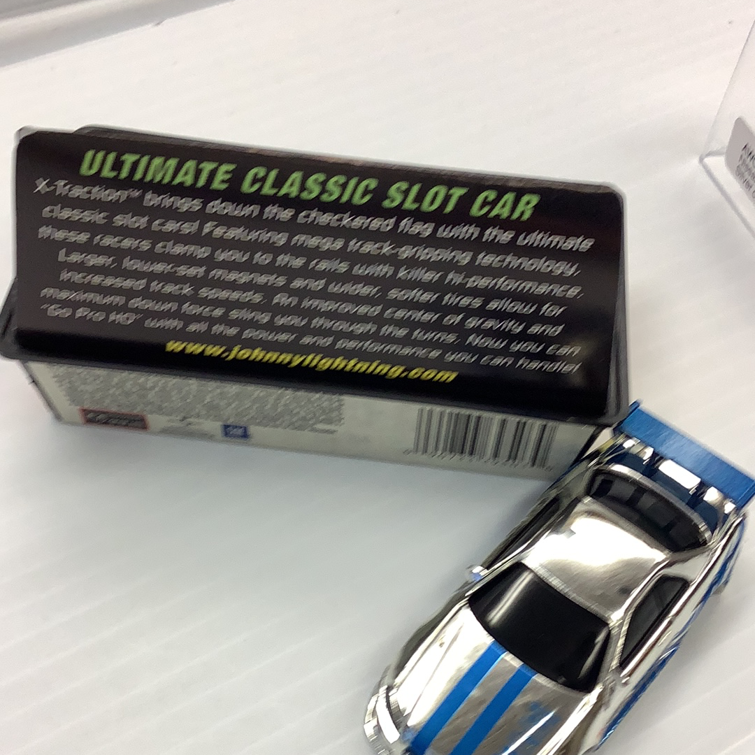 Silver and blue slot car replica, ready for racing for Johnny Lightning 39503