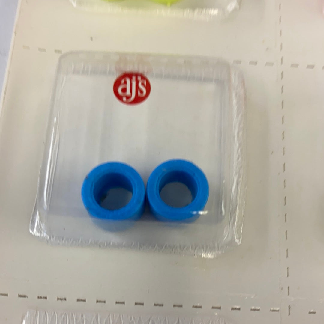 Two blue silicone rings packaged in a clear plastic bag for AJ's 002
