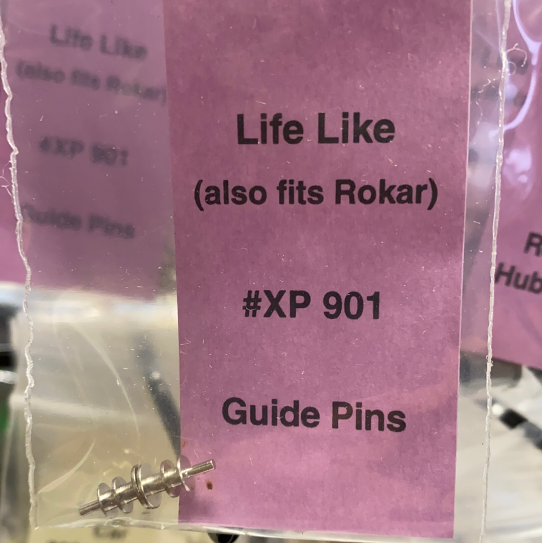 Label showing Life Like XP 901 Guide Pins for replacement parts