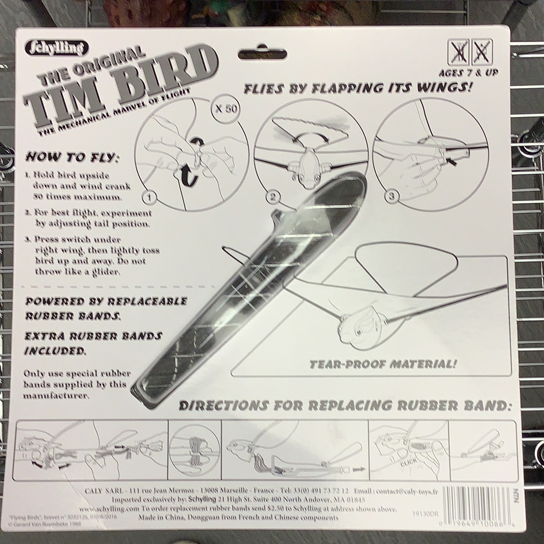 Instructions for assembling and maintaining a mechanical toy bird for Schylling NTN