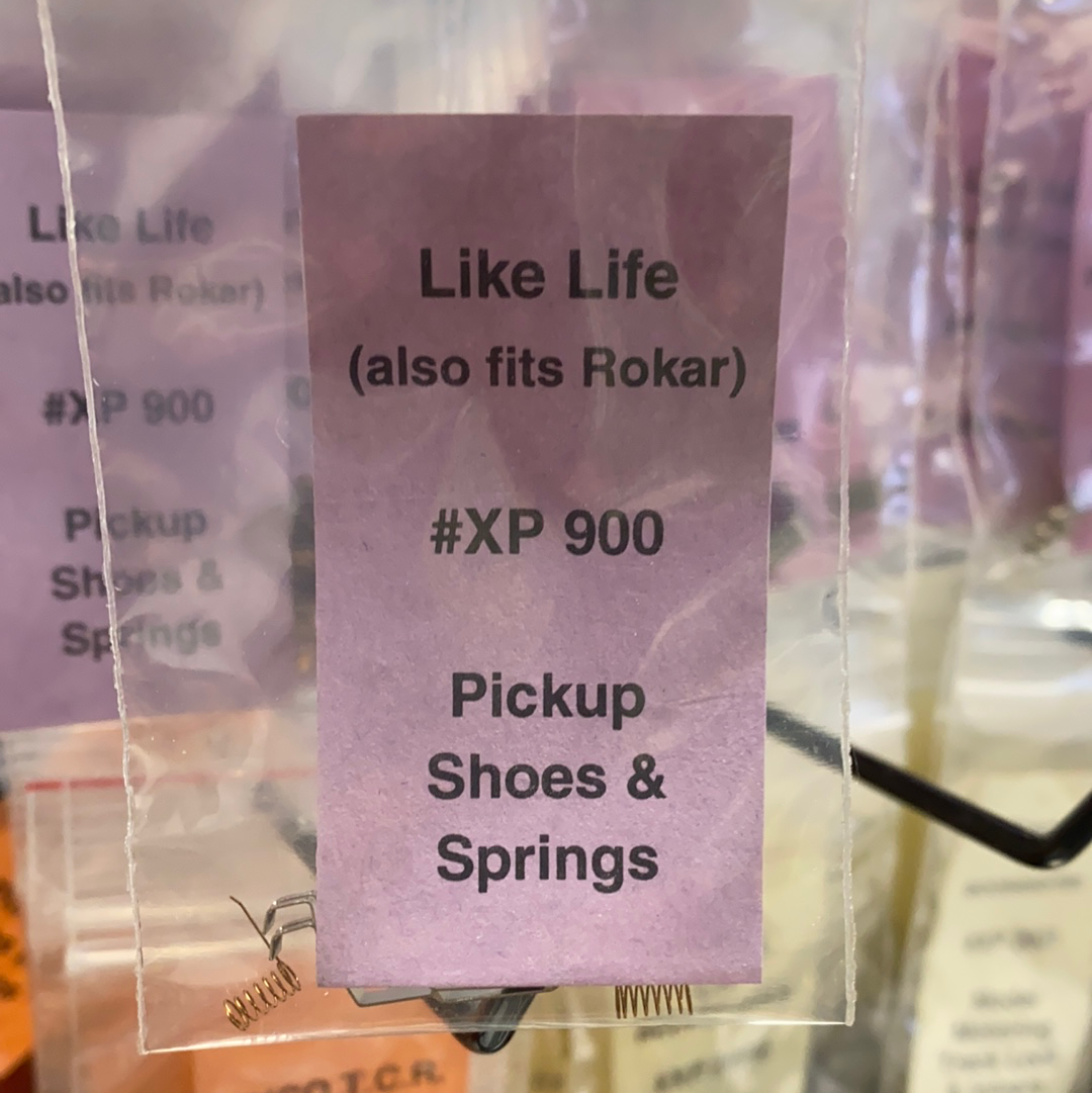 Product tag showing "Like Life (also fits Rokar)" and "#XP 900" for shoes and springs for Life Like