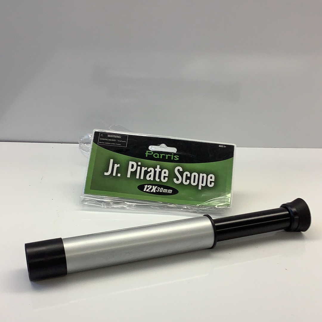 Silver and black toy spyglass with packaging for Schylling 04904