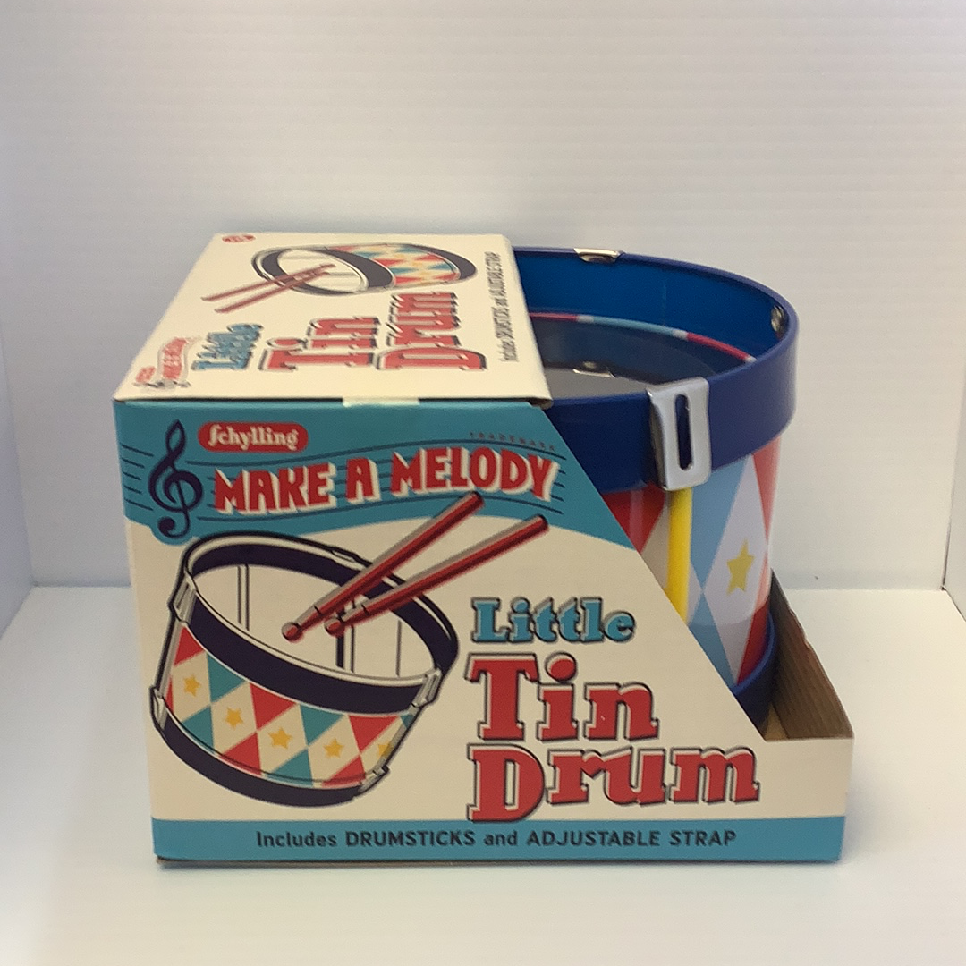 Toy tin drum set with mallet sticks and adjustable strap for Schylling TD