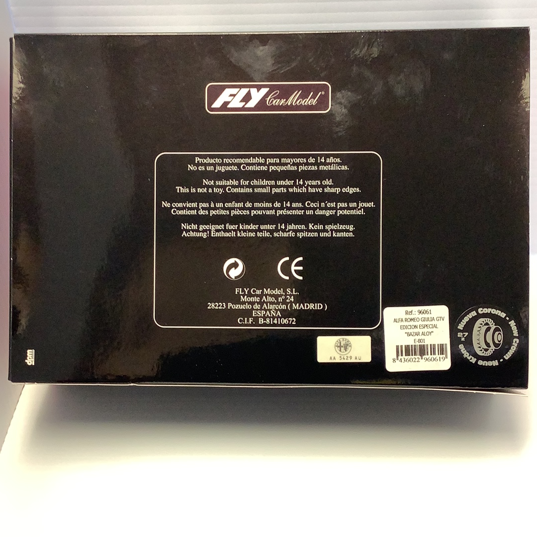 Box packaging for Alfa Romeo Giulia GTV model car for Fly Slot Car 96061