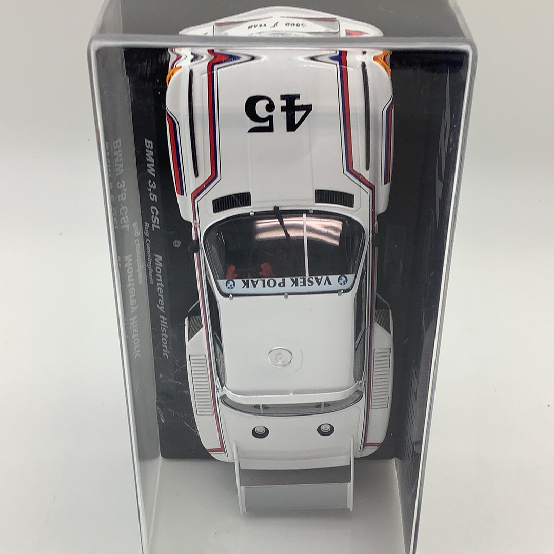 White slot car of a BMW 3.5 CSL race car for Fly Car 96036