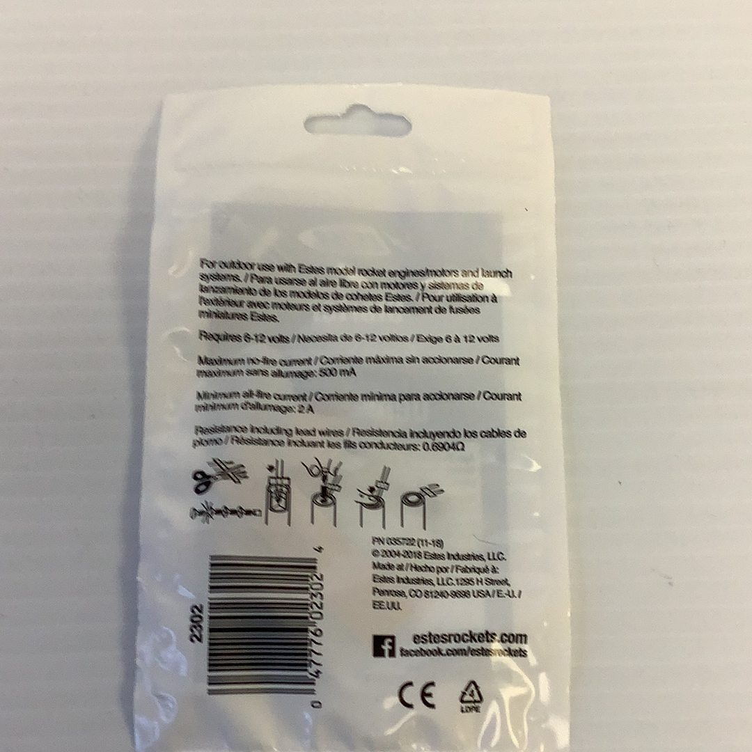 Model rocket starter set packaging with product details for Estes 2302