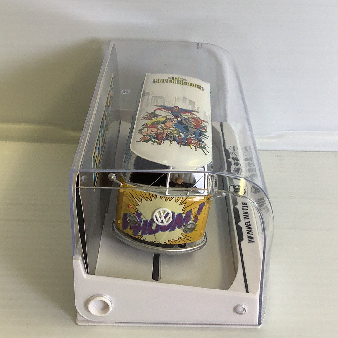 Slot car VW van with DC Comics artwork in clear display case for Scalextric C3933