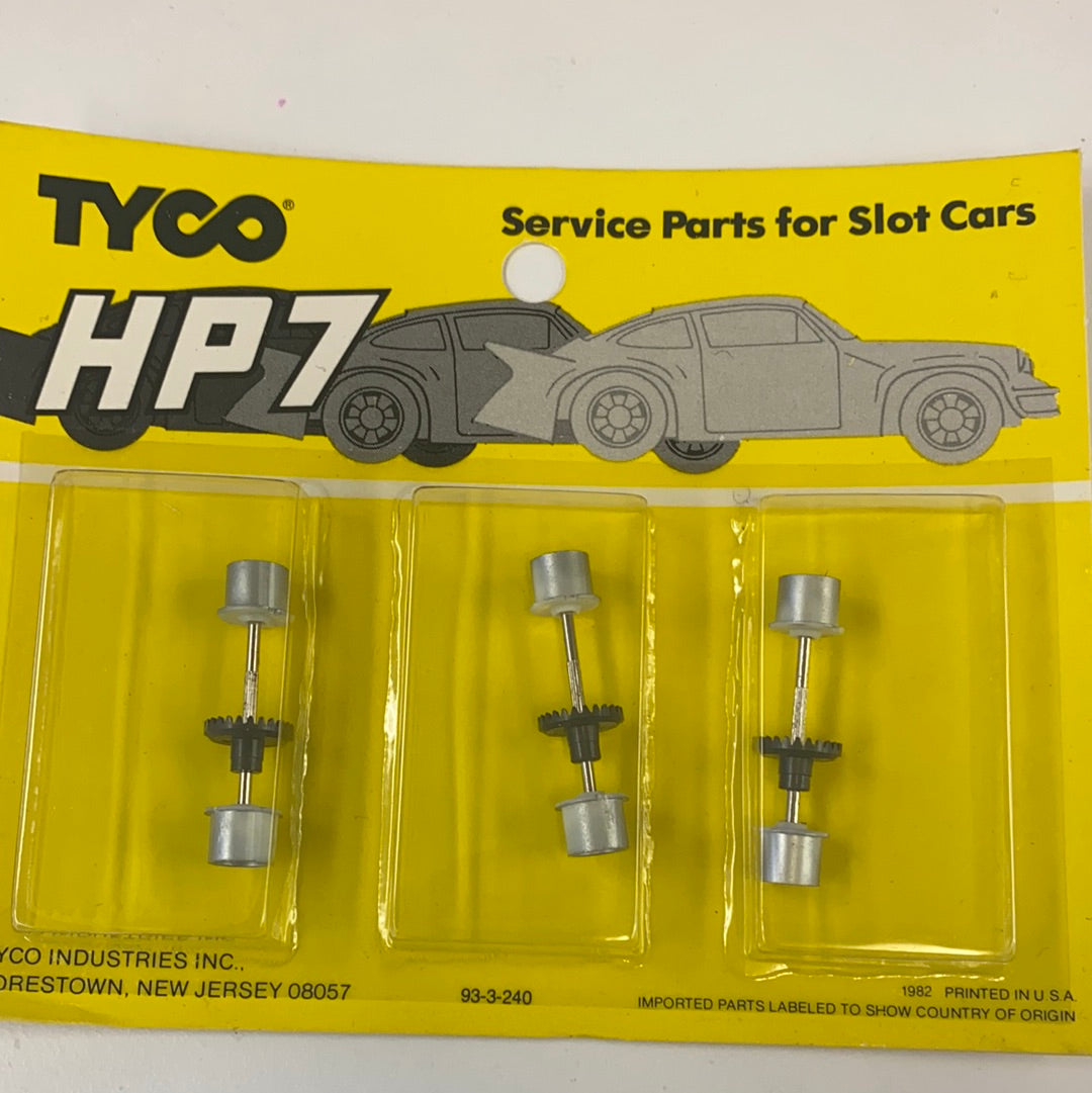 Three axles with gears for Tyco HP7 slot car parts for 6578