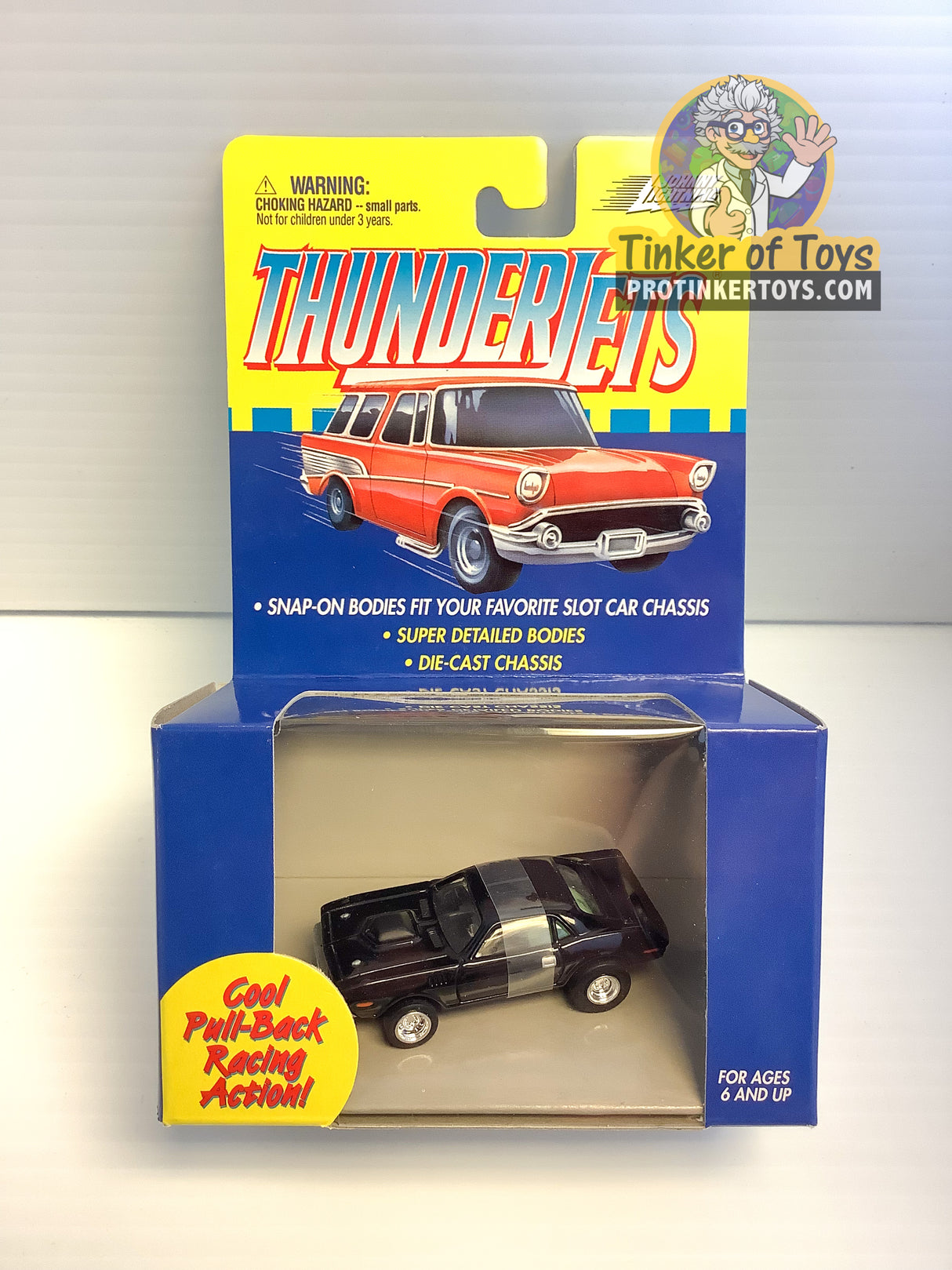 Pull Back Thunderjets | 39302 | Johnny Lightning-American Line-K-Plymouth Hemi Cuda | Black-ProTinkerToys