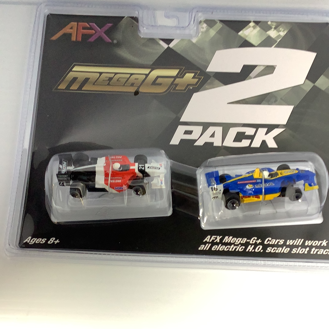 Two remote-control race cars in a clear plastic blister pack for AFX/Racemasters 22017