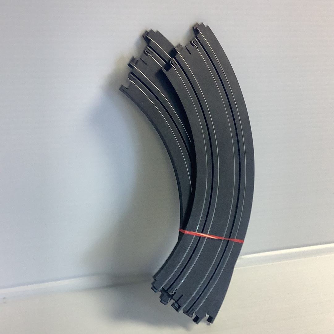Curved black plastic track pieces for train set, 9-inch radius for Auto World H0047