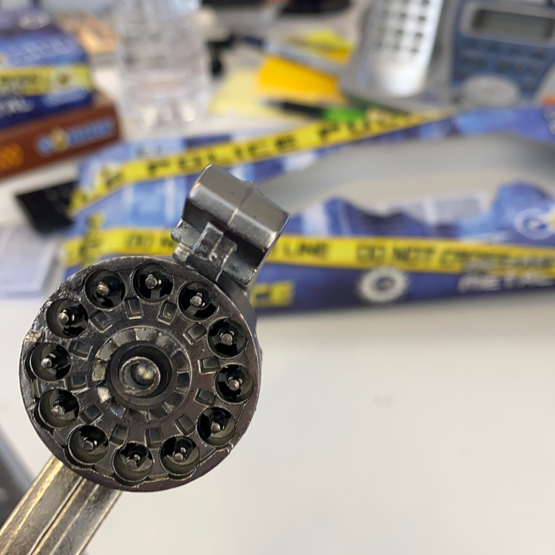 Silver toy revolver cylinder with multiple visible firing pin holes for Gonher 123/0