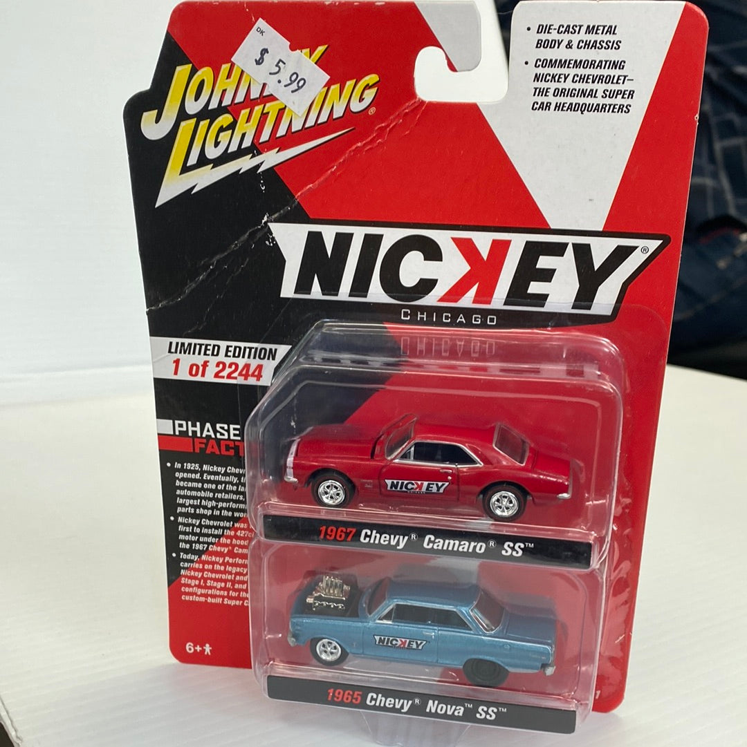 Die-cast cars: 1967 Camaro SS and 1965 Nova SS models for Johnny Lightning JLPK009-1