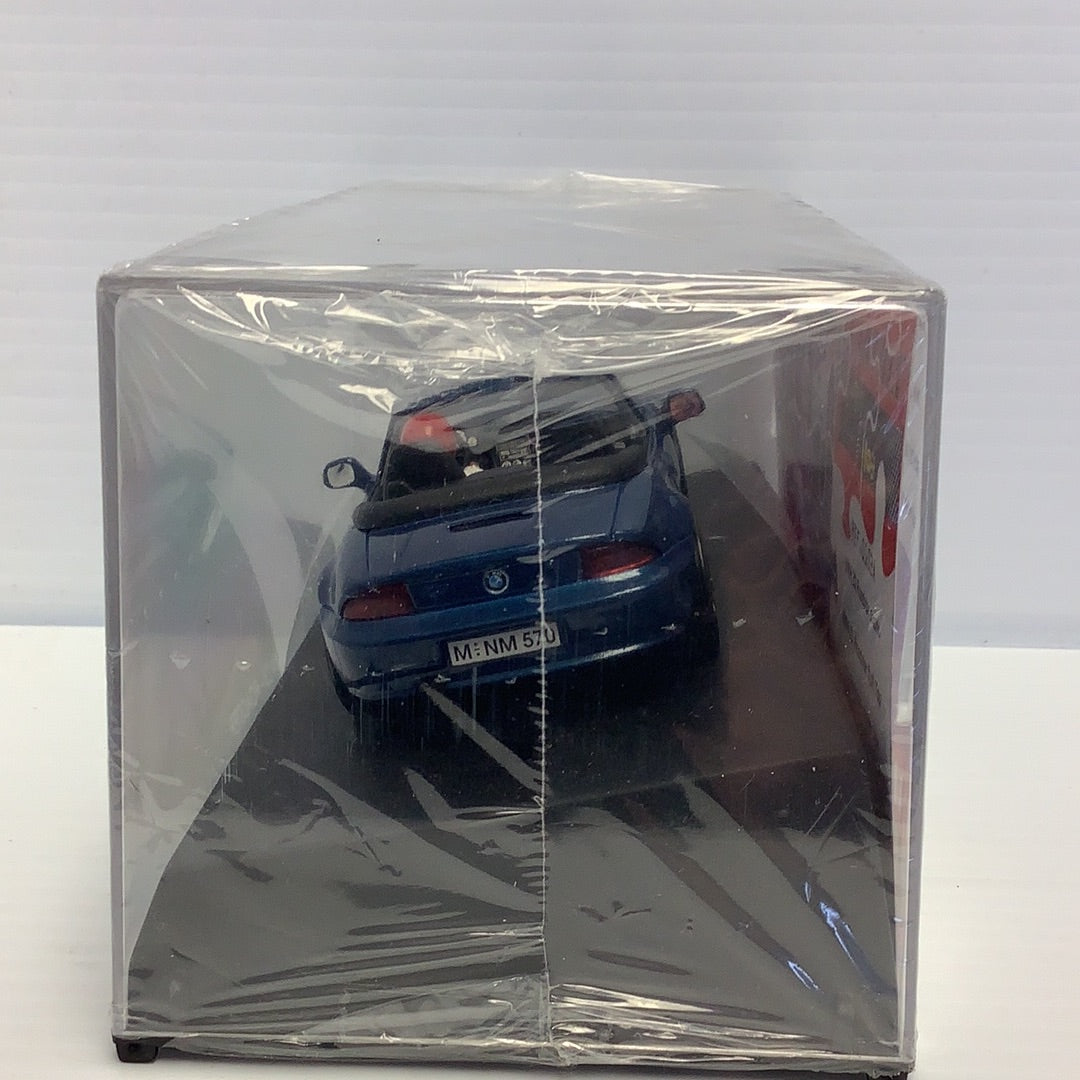 Blue BMW Z3 model car in clear plastic display case for CARTRIX 0102A