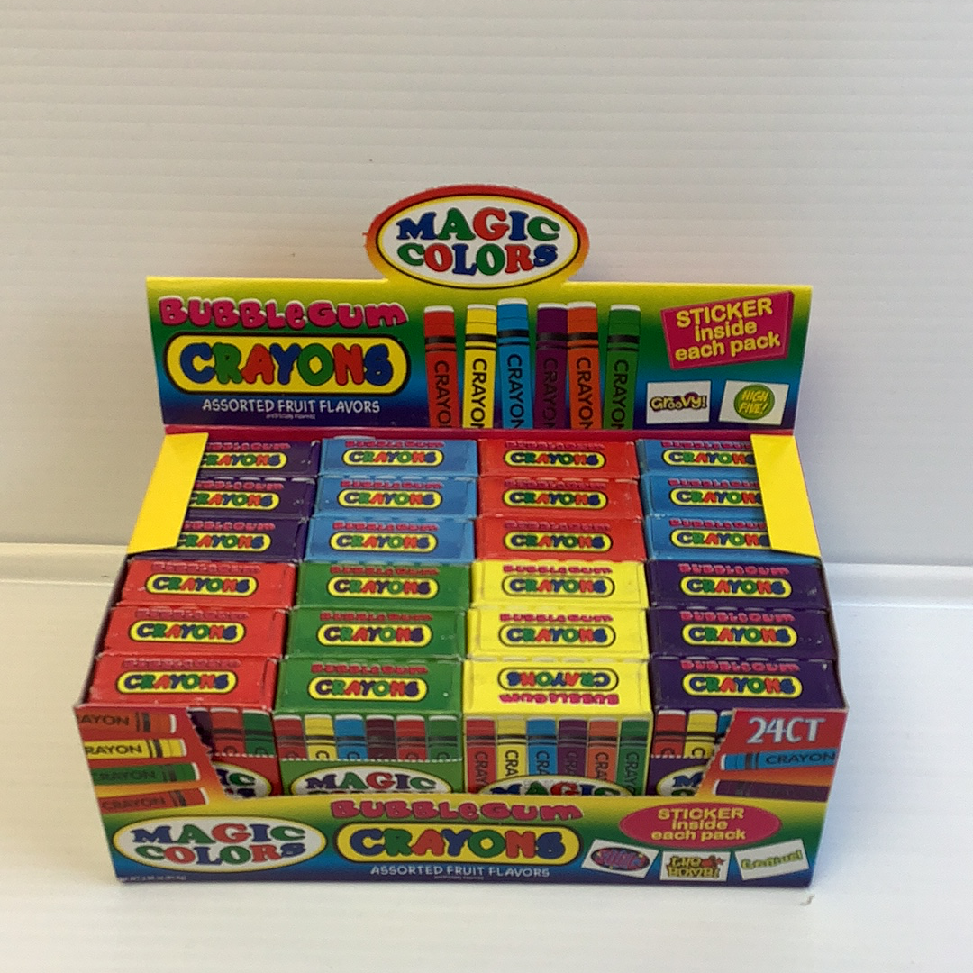 Assorted fruit flavor crayons in a colorful box set for Nassau Candy 31677