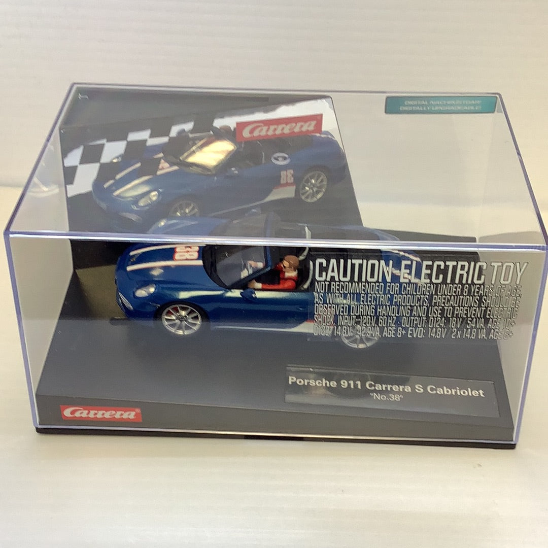 Blue electric toy car, Porsche 911 Carrera S Cabriolet model for 27550