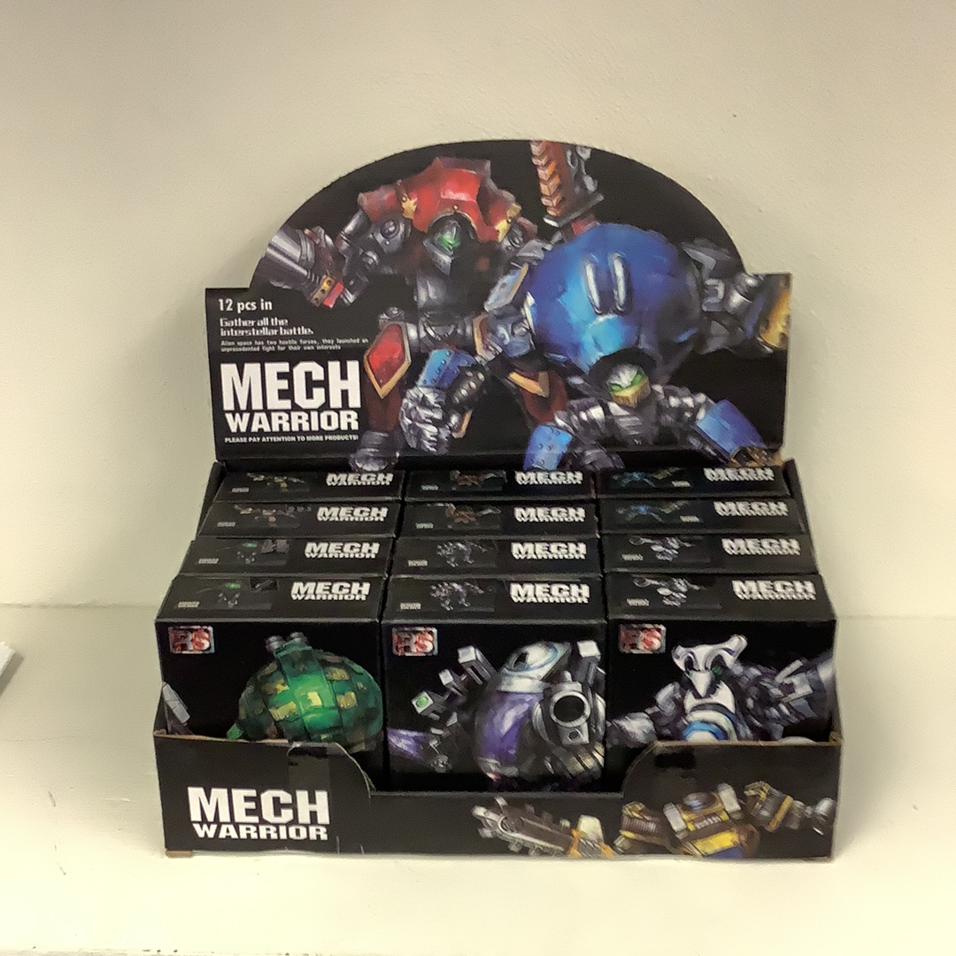 Mech warrior toy set box with assembled mechs and packaging for Schylling 88392TY