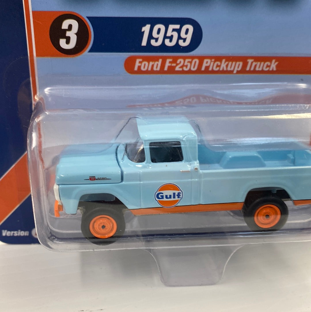 Light blue 1959 Ford F-250 pickup truck model with Gulf logo for Racing Champions RC008