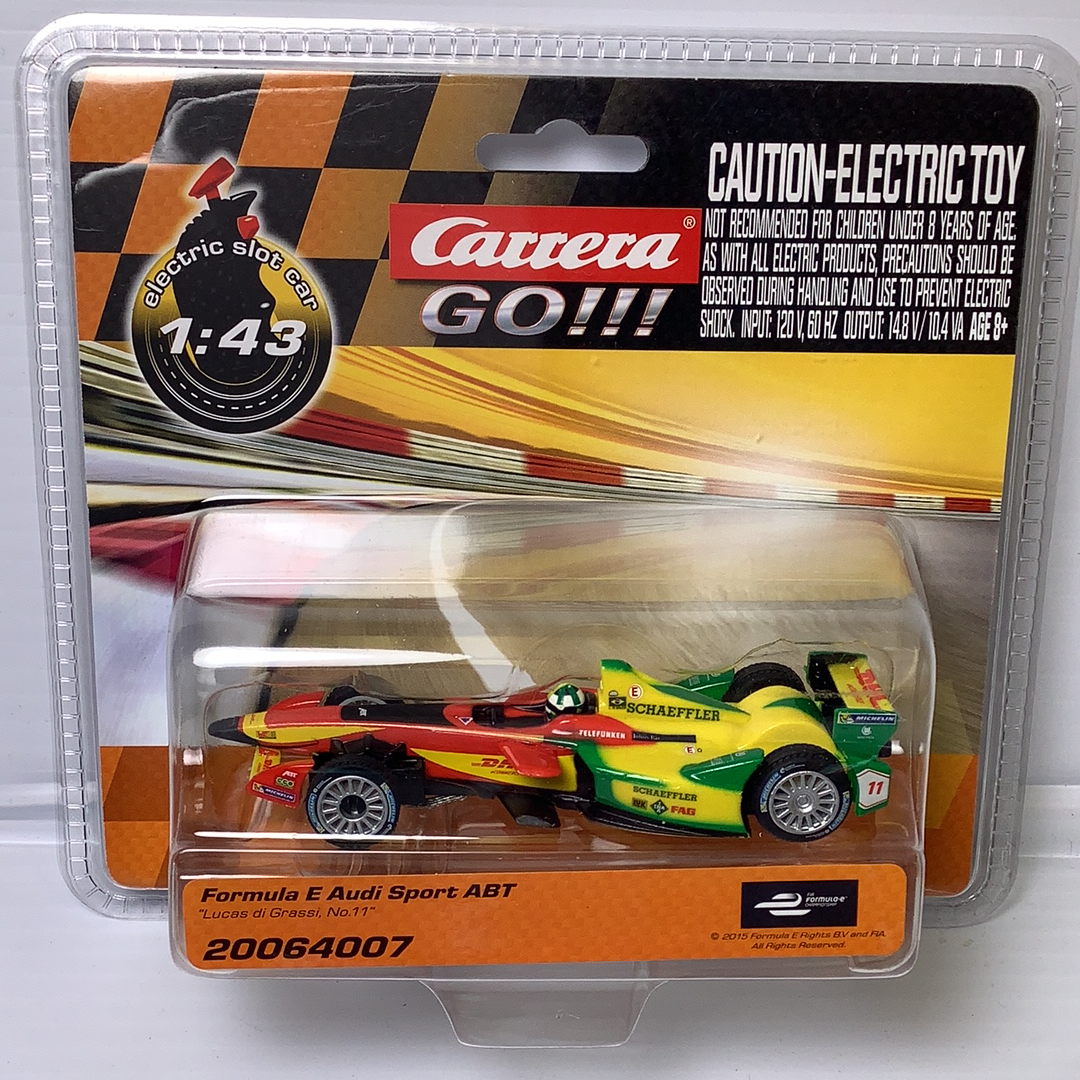 Red and yellow race car toy in clear plastic packaging for Carrera Go 20064007