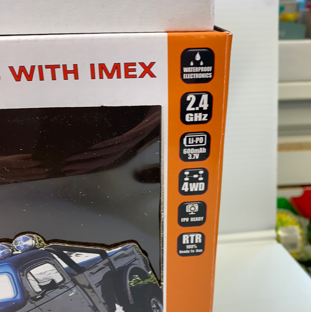 Remote control box showing features: 2.4GHz, Li-Po, 4WD, FPV ready for IMX IMX25020