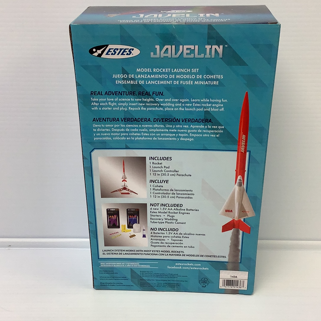Rocket launch set with launcher, engine, and instructions for Estes 1436