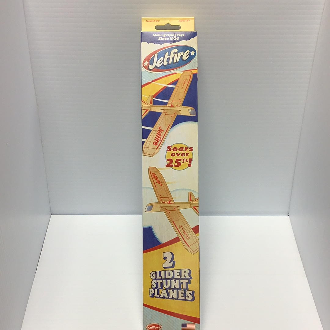 Two glider stunt planes toy packaging featuring a yellow and blue design for Roy Toy GJTP