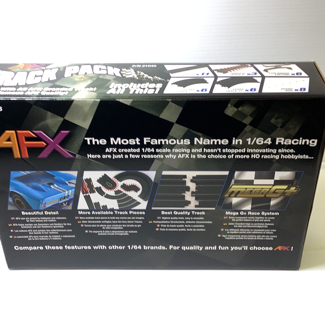 Model car track set showing features for 1/64 scale racing models for AFX/Racemaster 21045