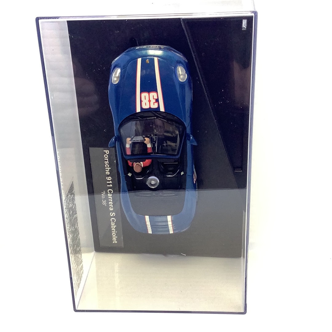 Blue Porsche 911 Carrera S Cabriolet model car in a display case for 27550