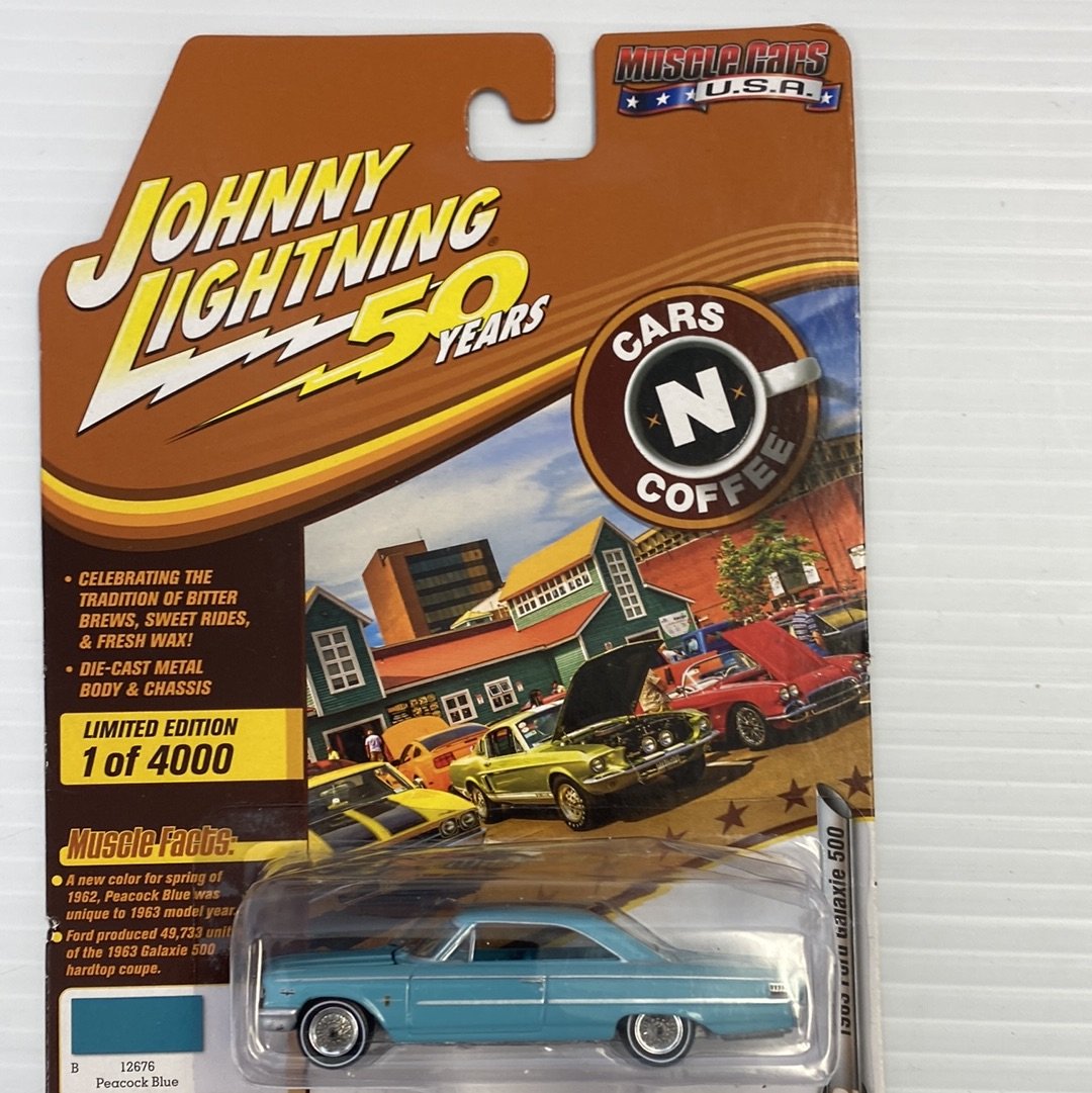 Johnny Lightning 50 Years Muscle Cars U.S.A | JLMC020 | Johnnny Lighting Die Cast-Round2 Returns-JLMC020-B-2 | 1963 Ford Galaxie 500 Blue | Johnny Lightning Die Cast-ProTinkerToys
