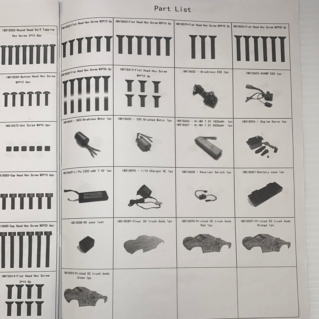 Hex screws and components for samurai model parts for IMX18468