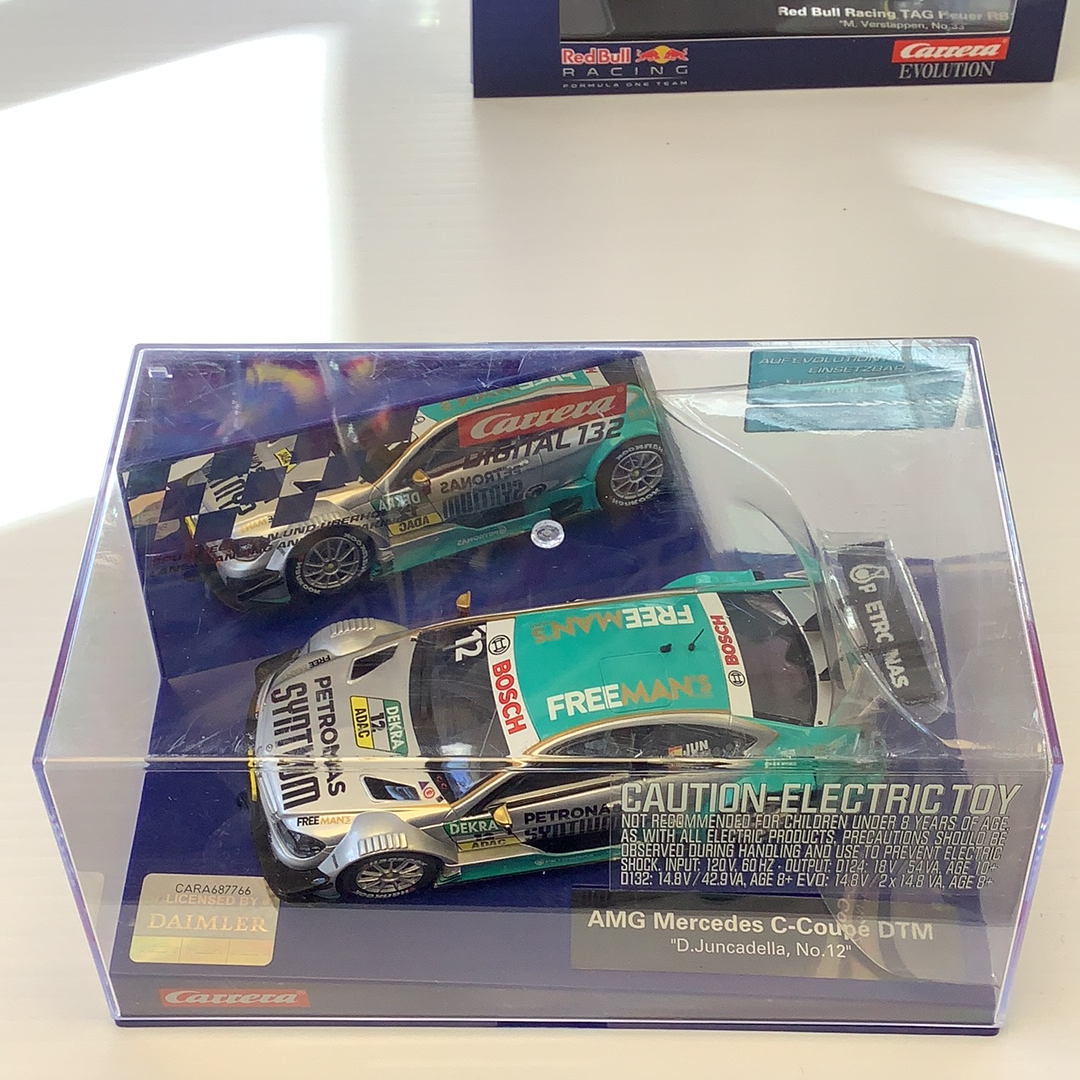 Slot car of 2003 AMG Mercedes C-Coupe DTM race car for Carrera 2003042, rear view