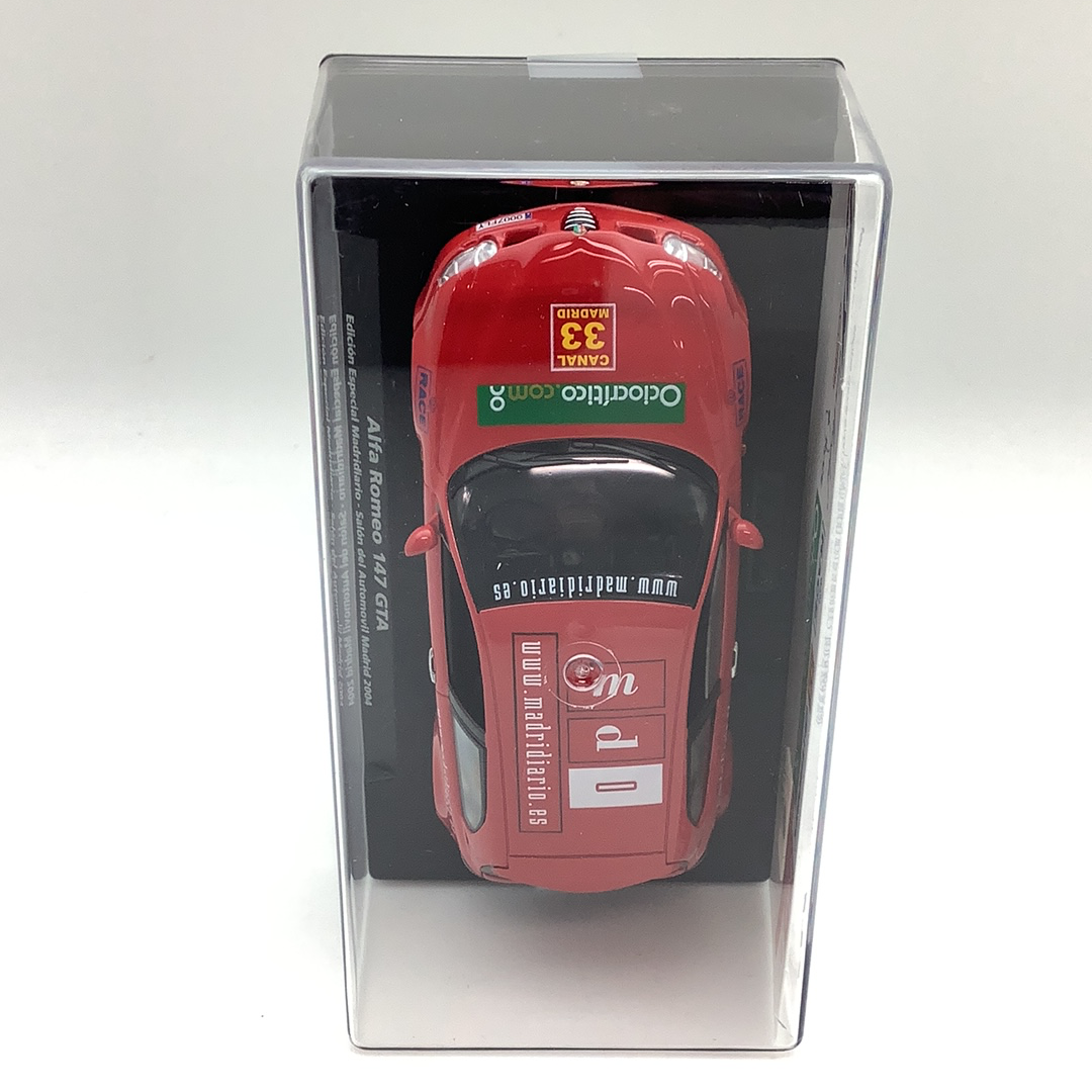 Red slot car in box, representing an Alfa 147 GTA model for Fly Car 96046