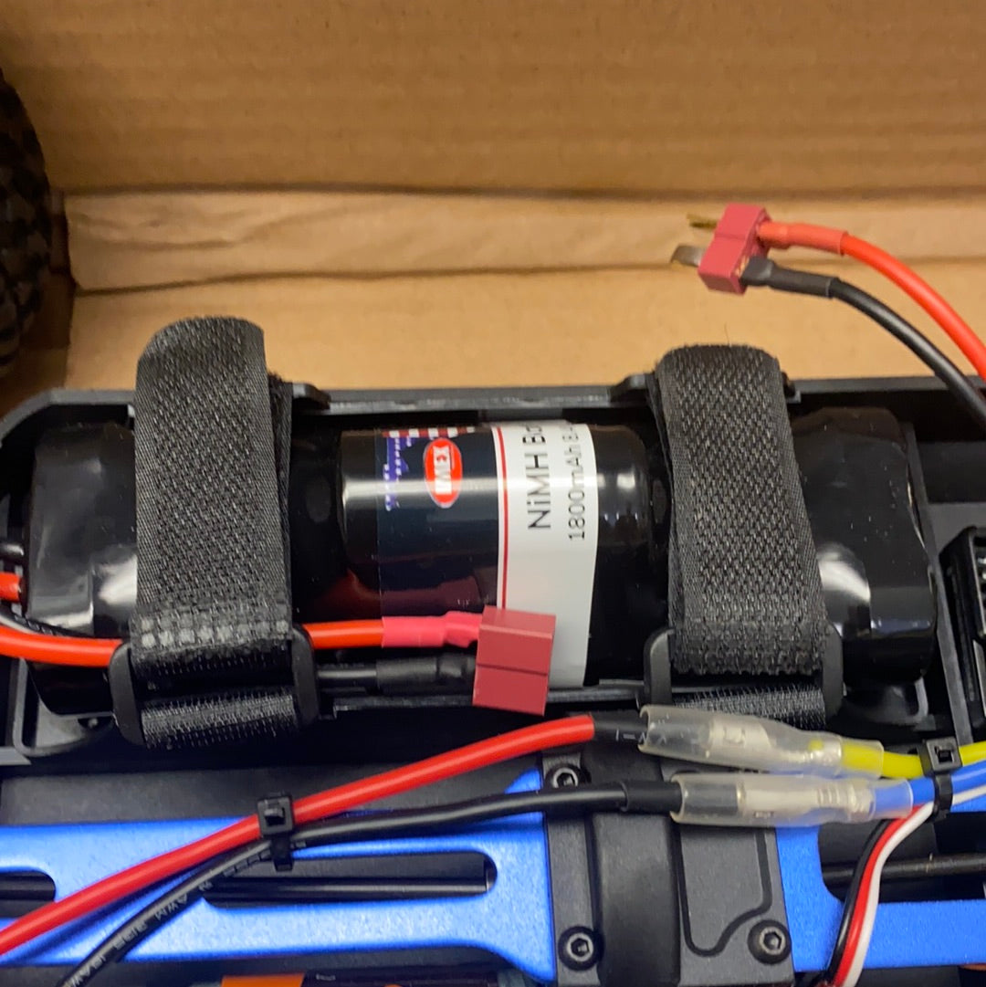 Black and gray RC model components with batteries and wiring for IMEX 22010
