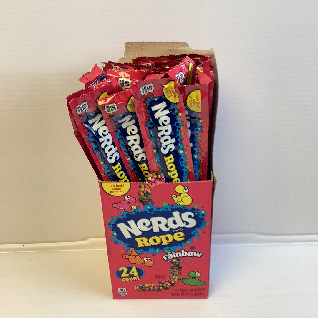 Box of colorful, rope-shaped candy for snacking for Nassau Candy 5604