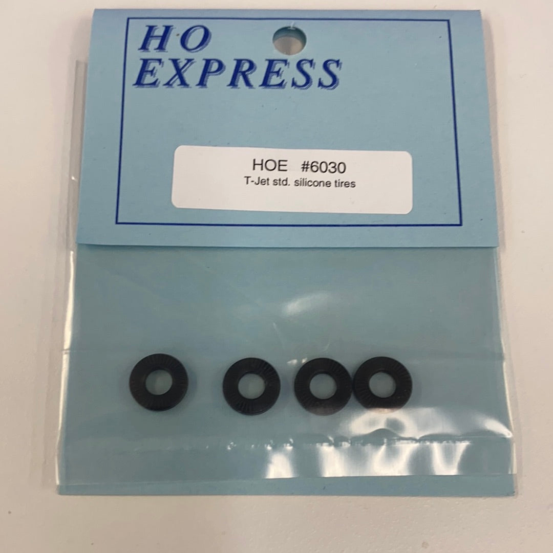 Black silicone tires packaged with HO Express label for HOE6030