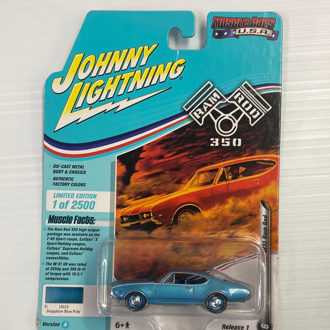 Muscle Cars USA Assotment | JLMC022 | Defectives Johnnny Lighting-Round2 Returns-JLMC022-A-1-6 | 1968 Olds Cutlass W31 Ram Rod Sapphire Blue Poly | Johnny Lighning Die Cast-ProTinkerToys