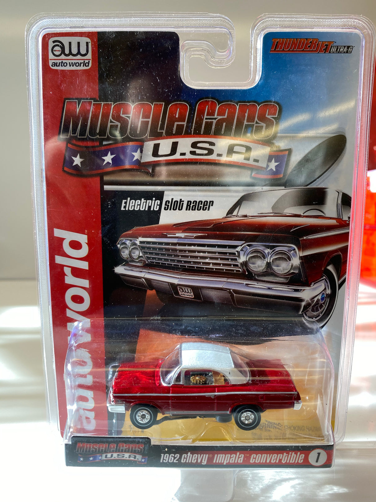 Auto World Thunderjet R25 Muscle Cars USA | SC340 | Auto World-Auto World-#1 1962 Chevy Impala Convertible Red-ProTinkerToys